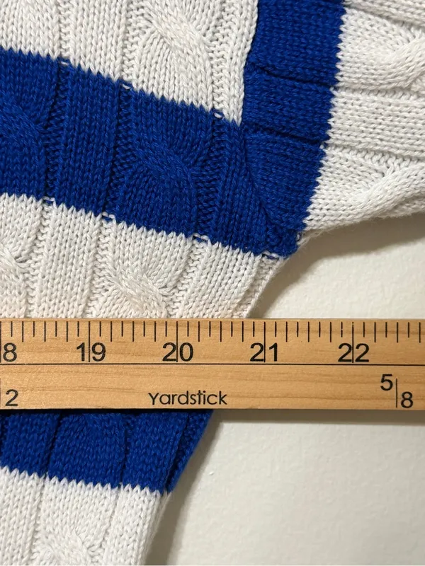 NEW Ralph Lauren Cable Knit Striped Blue Sweater Size Medium Womens NWT Boatneck - Image 8