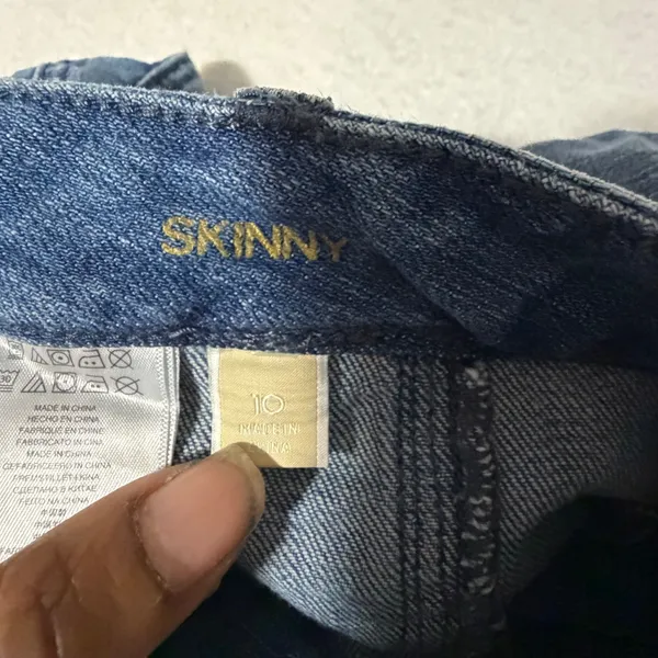 Michael Kors Womens Skinny Jeans Medium Wash Gold Zipper Detail Size 10 - Image 3