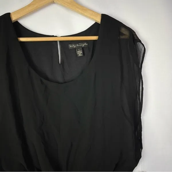 City Triangles Black Short Sleeve‎ Fit & Flare Mini Dress L - Image 3