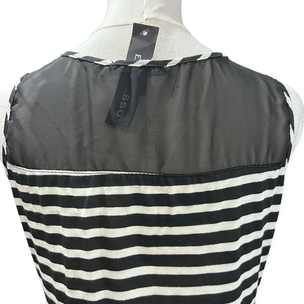 Espresso Maxi Dress Boho Beach NWT Mesh Accent Black/White Stripe Size M FLAW - Image 7