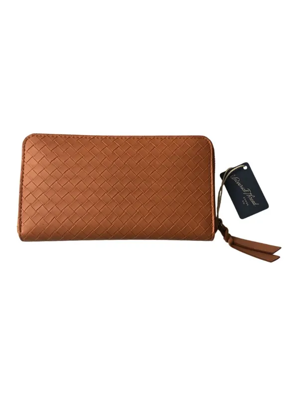 Universal Threads Woven Texture Zip-Around Wallet Faux Leather Brown - Image 2