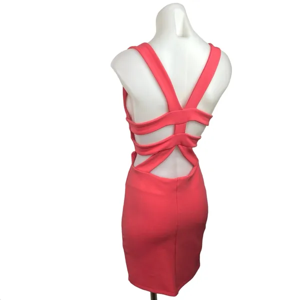 ASOS Coral Square Neck Sleeveless Back Stretch Mini Sheath Dress Size 6 - Image 4