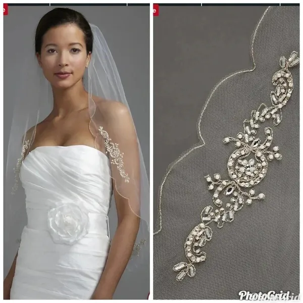 David’s Bridal Ivory Scalloped Edge Veil - Image 2