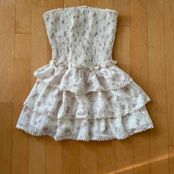 Princess Polly sun kiss frill pink floral mini strapless dress - Image 2