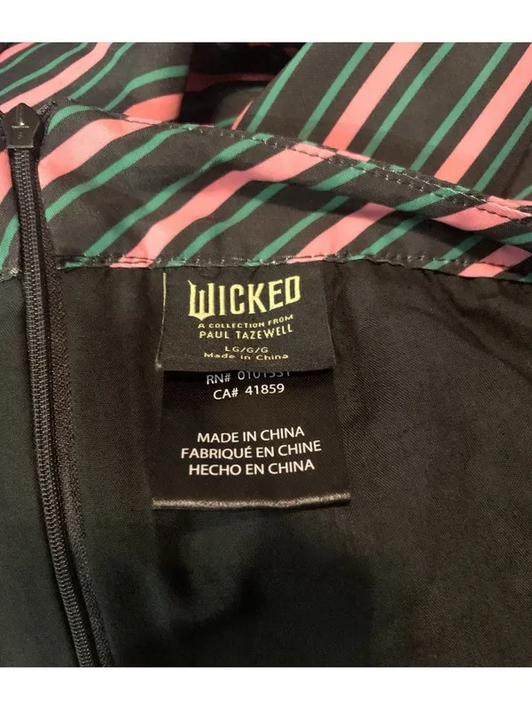 Wicked Movie Paul Tazewell sz L Striped Bubble Skirt Women's pink green Broadway - Image 4