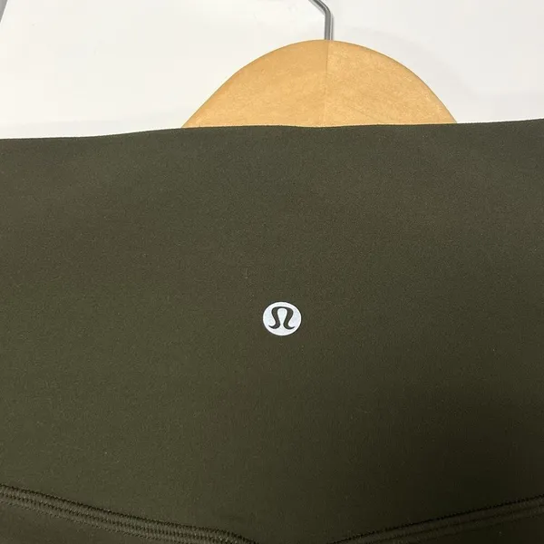 Lululemon Wunder Under HR Crop 25” Scallop Olive Green Full On Luxtreme Size 12 - Image 5