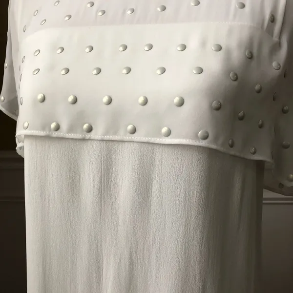 Zara Woman Flutter Sleeve Stud Dot Caplet Dress S - Image 5