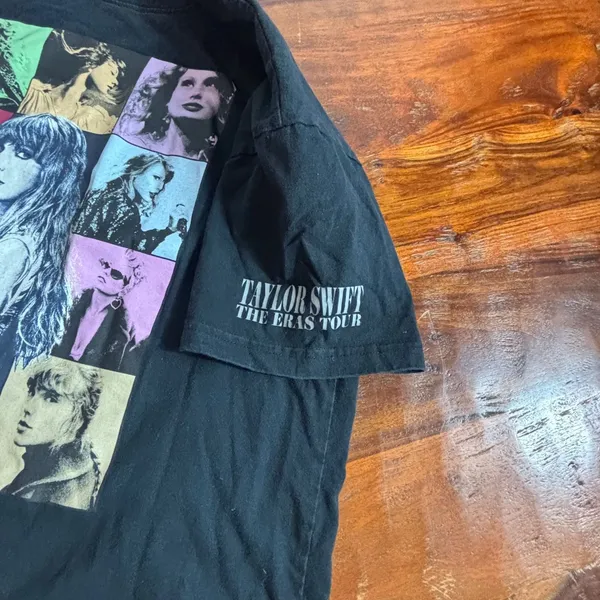 Taylor Swift The Eras Tour Black‎ Graphic T-Shirt Concert Merch Small US Dates - Image 4