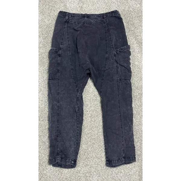 Free People Desert Daze Harem Pants Washed Denim Button Fly Cargo Size 4 - Image 6
