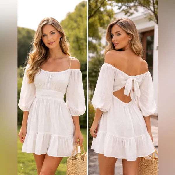 Elegant White Dress Size 10 - Image 2