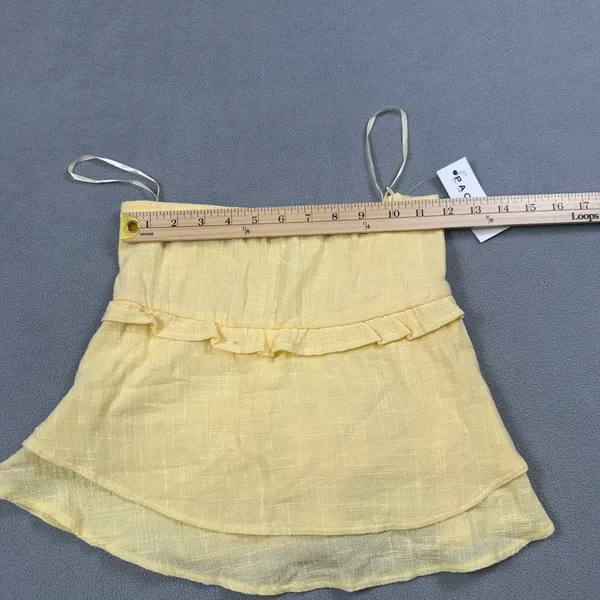 NWT Edikted Top S Womens Yellow Ruffle Layered Strapless Smocked Cami Tank Cute - Image 5
