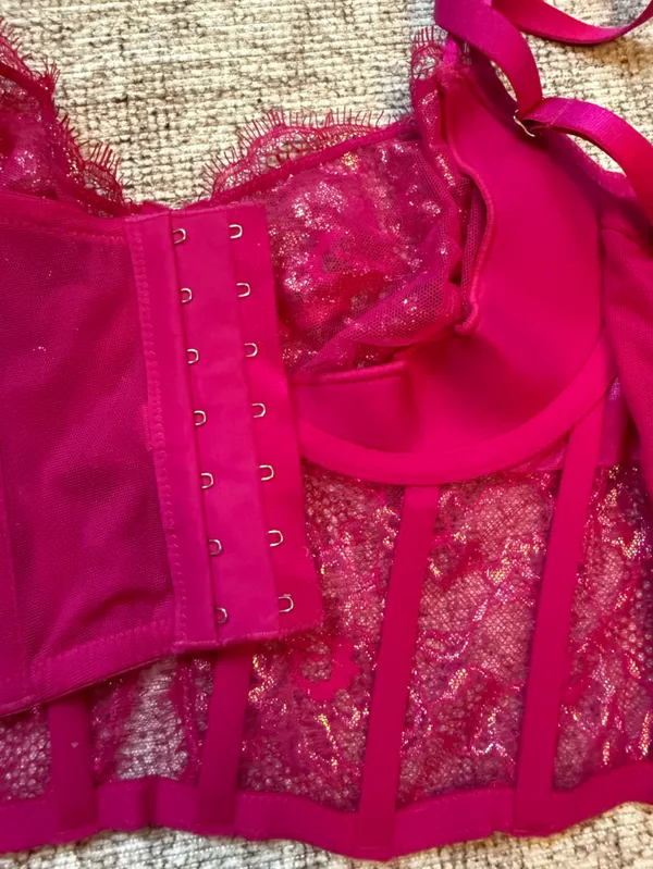 ✨VS Dream Angels Wicked Shimmer Lace Corset Set S✨ - Image 9