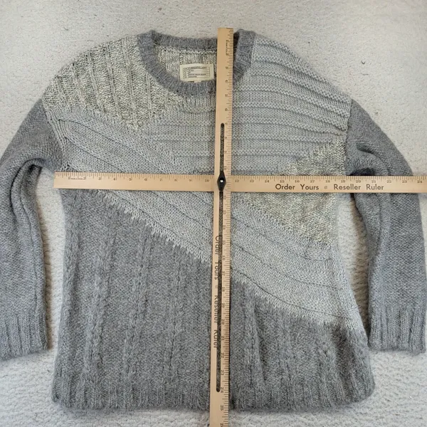 Current Elliott Gray Alpaca Wool Blend Mixed Knit Patchwork Sweater Size 1 Lurex - Image 4