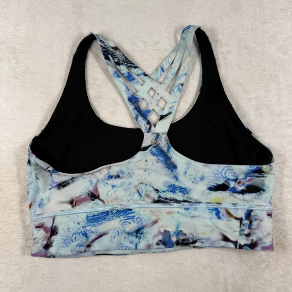 Lululemon Free To‎ Be Elevated Bra Blue Multi Abstract Strappy Back Size 10 - Image 3