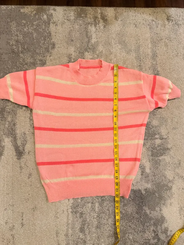 Women’s Pink,Cream,Red Sweater Short Sleeve Top - Image 4