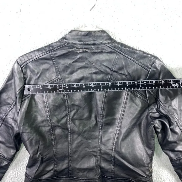 Baccini Faux Leather Jacket Women‎ Medium Petite Motorcycle - Image 8