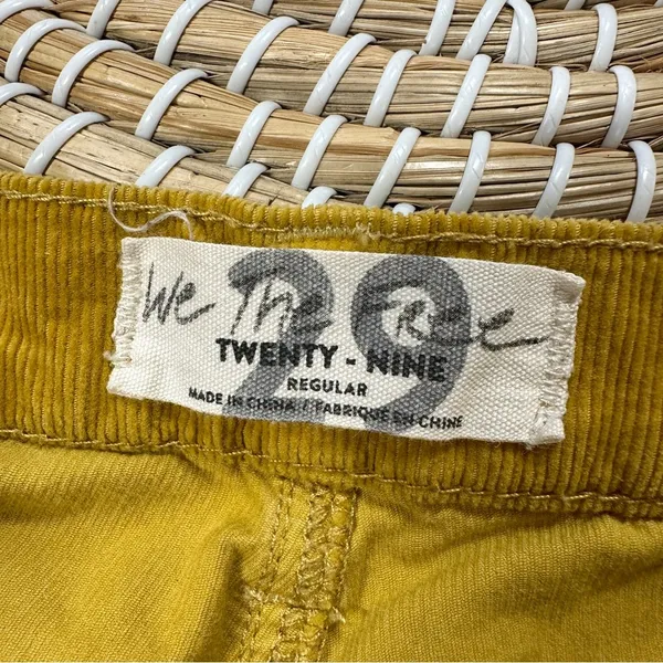 We The Free High Rise Skinny Corduroy Frayed Raw Hem Pants in Mustard Yellow 29 - Image 10