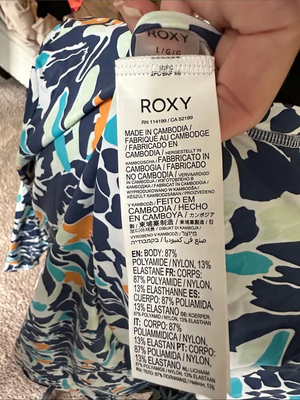 Roxy Women's Long Sleeve Floral Top in Navy, Teal & Orange - Image 5