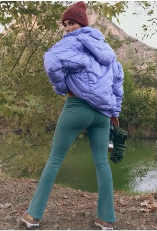 FP movement Teal Fold over High waisted Flare Pants - Image 2