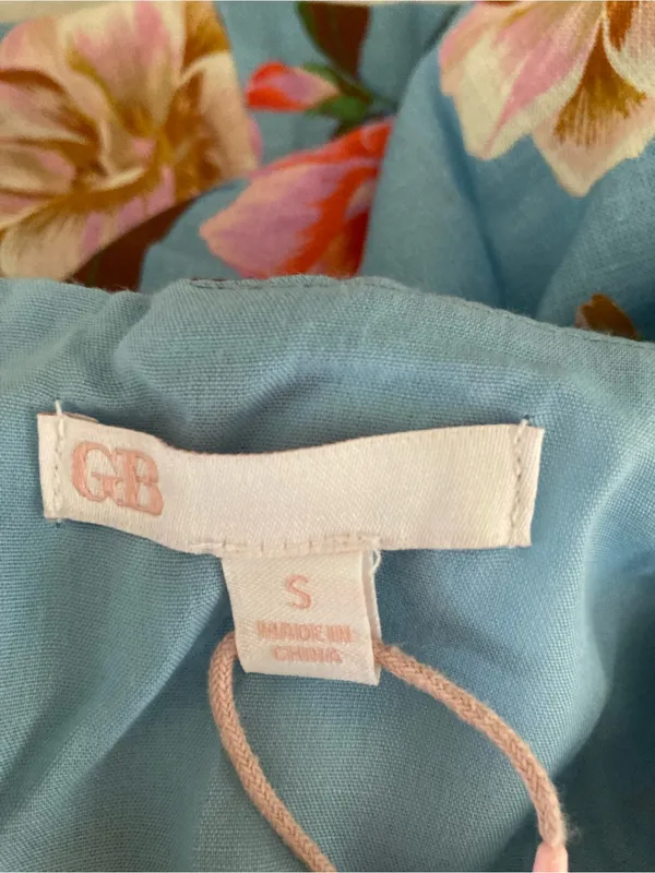 GB Women Powder Blue Floral Maxi Dress with Black Tie Straps - Image 7