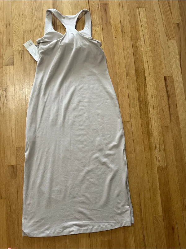 NWT Vuori Halo Racerback Midi Tank Dress Ecru Heather Sz L - Image 6