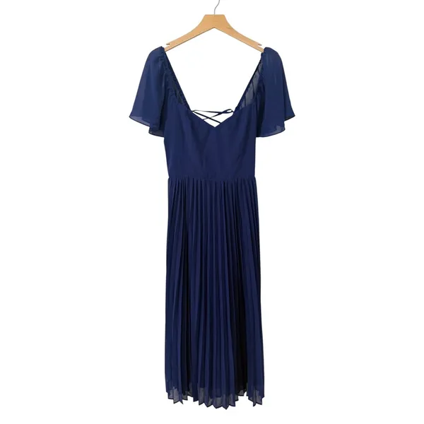 Lulus Calia Royal Blue Flutter Sleeve Midi Dress size Large NWT - Image 5