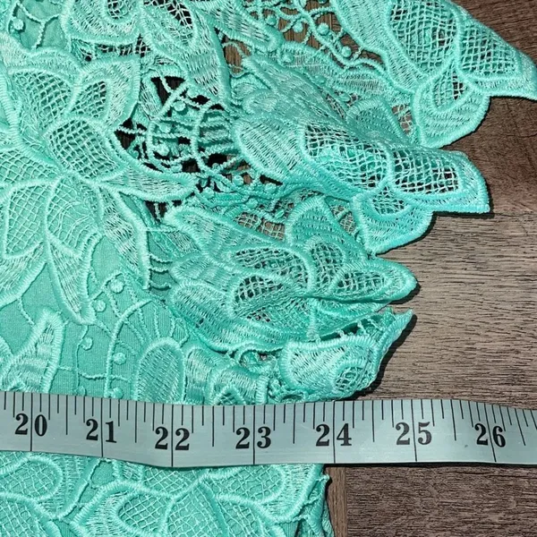 Philosophy Womens Crewneck Scalloped Lace‎ Overlay Top Seafom Green Size XL - Image 4