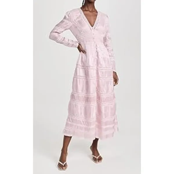 LoveShackFancy Ellitia Dress Victorian Lace Maxi Light Lilac Viscose US 0 NWT - Image 16