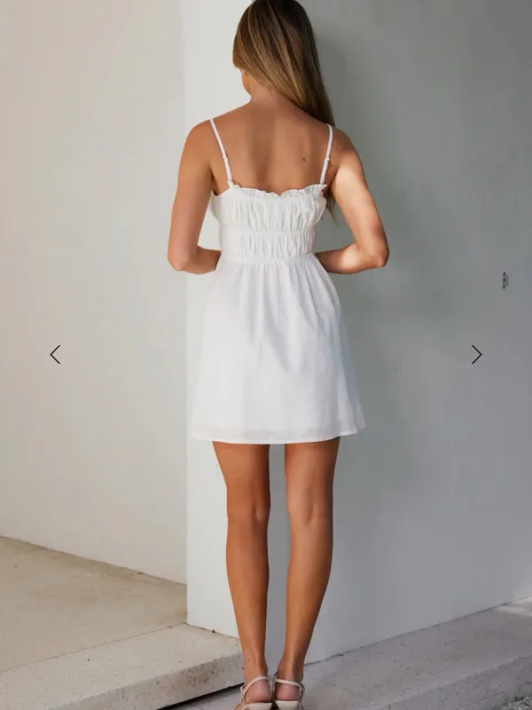 Hello Molly White Ruffled Smocked Mini Dress - Image 3