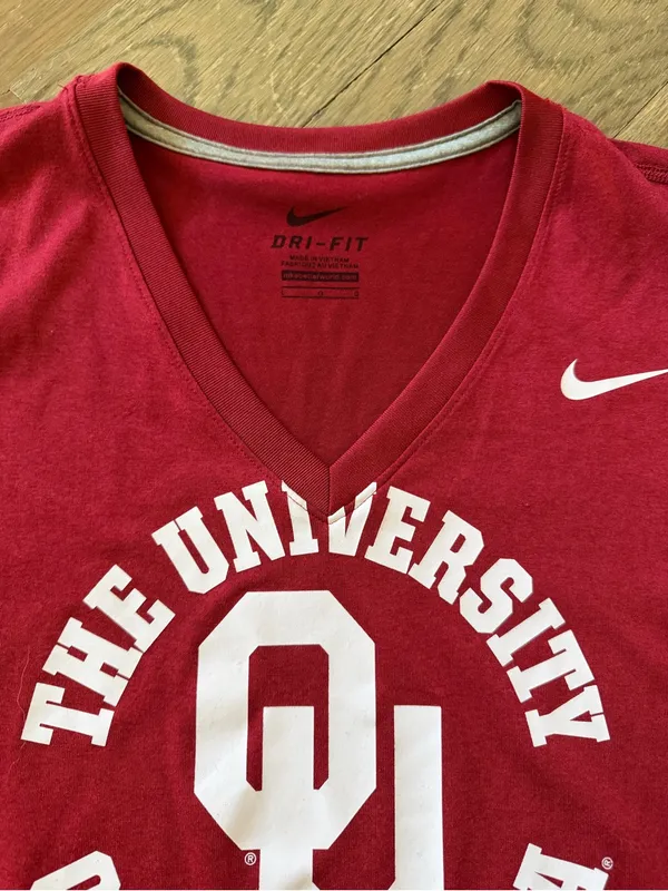 Nike Red University of Oklahoma V-Neck Tee - Image 3