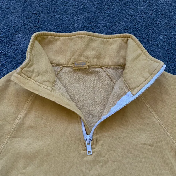 Brandy Melville John Galt Yellow Cropped Half Zip Crewneck Sweatshirt - Image 3