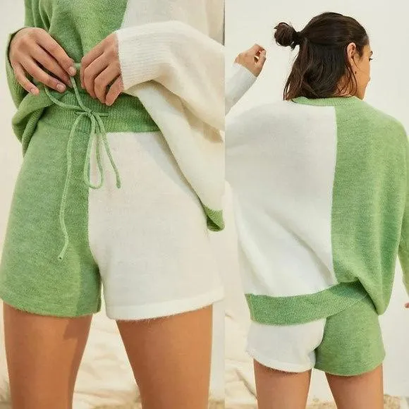 Anthropologie Lea Color blocked Knit Lounge Shorts Size Large NWOT $118 - Image 2