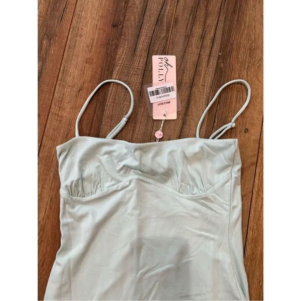 Oh Polly Boutique Mint Bodycon Mini Dress NWT | Spaghetti Strap Ruched Bust - Image 4