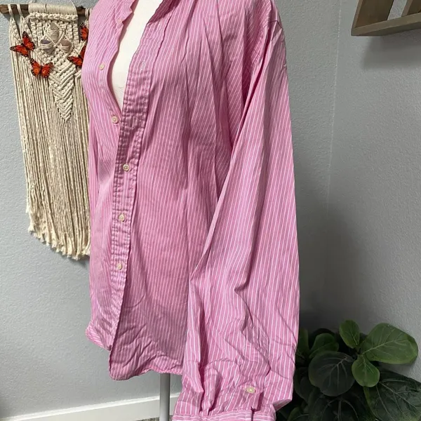 Polo Ralph Lauren Pink White Striped Button Up Shirt Old Money Quiet Luxury - Image 3