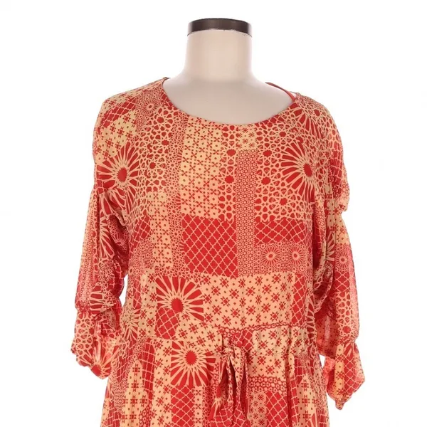 Anthropologie Eva Franco Tasari Orangs Patchwork Mini Dress Size 8 Boho Indie - Image 3