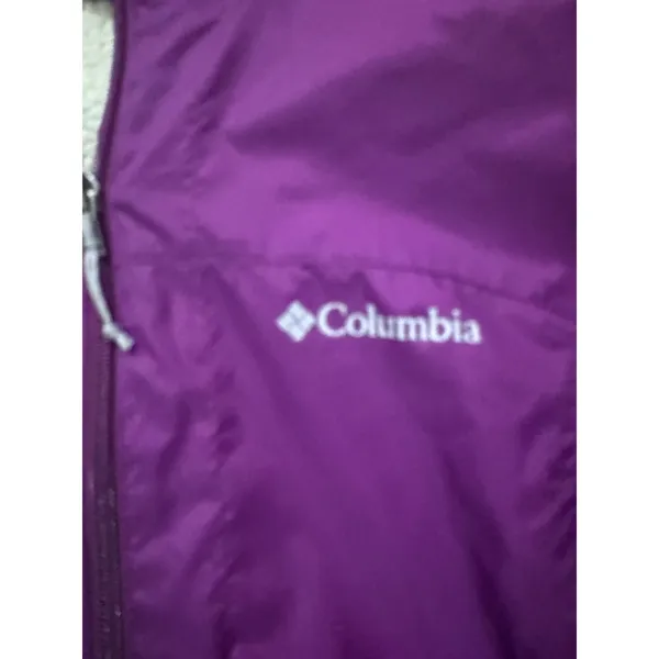 Columbia Womens Jacket Medium Purple SherpaLined Hooded Coat‎ - Image 2