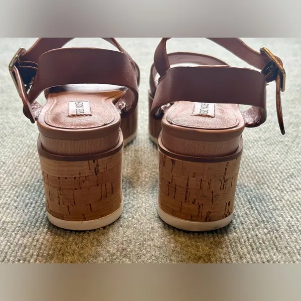 Steve Madden Tan Kemmy Leather Tan Sandals Heeled - Image 5