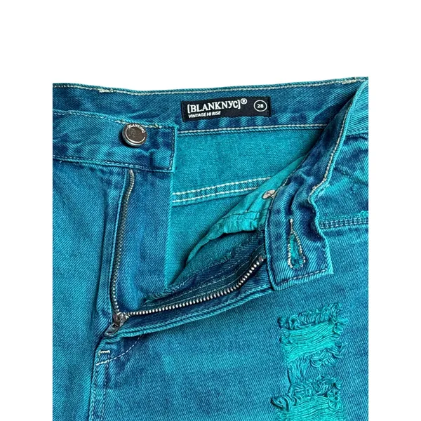 BLANK NYC Vintage‎ Hi Rise Acid Wash Emerald Denim Shorts Size 28 - Image 4