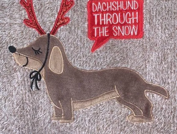 Holiday time Dachshund through the Snow Sweatshirt- “Ugly Christmas sweater” - Image 2