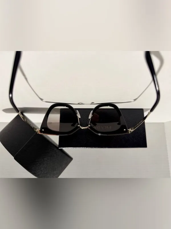 Prada Cinema SPR 53S 1AB-0A7 Sunglasses Gold Square Gradient‎ Grey - Image 3