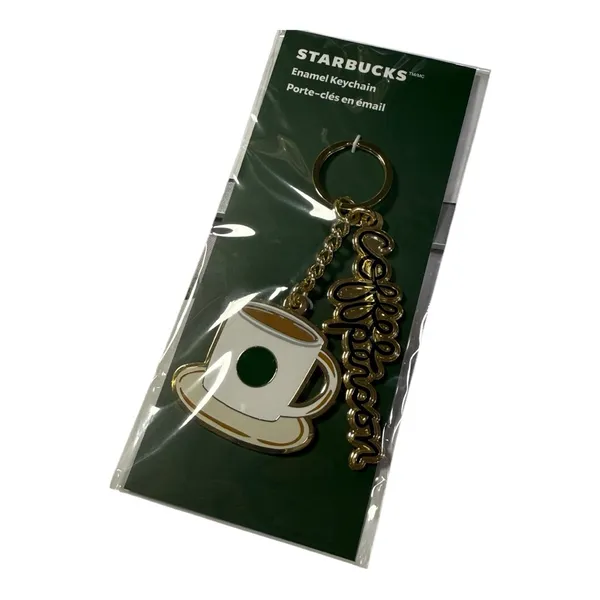 Starbucks Enamel Keychain Coffee Cup Coffee Person Script Charm NEW - Image 2