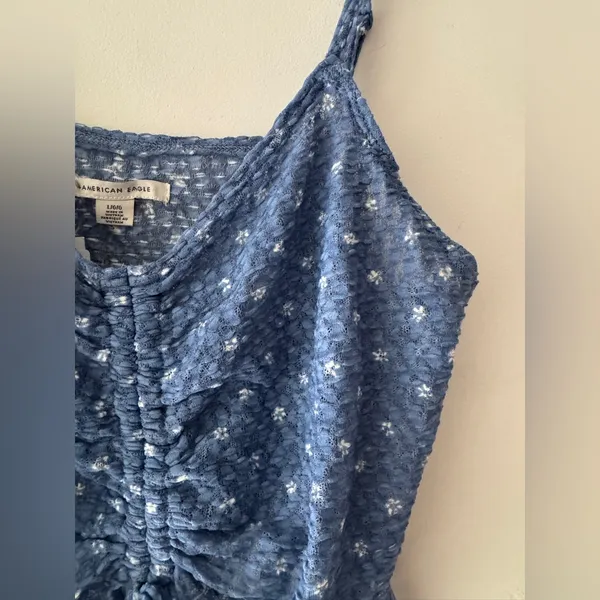 NEW!! American‎ Eagle Blue Floral AE Cinch-Front Cami - Image 4