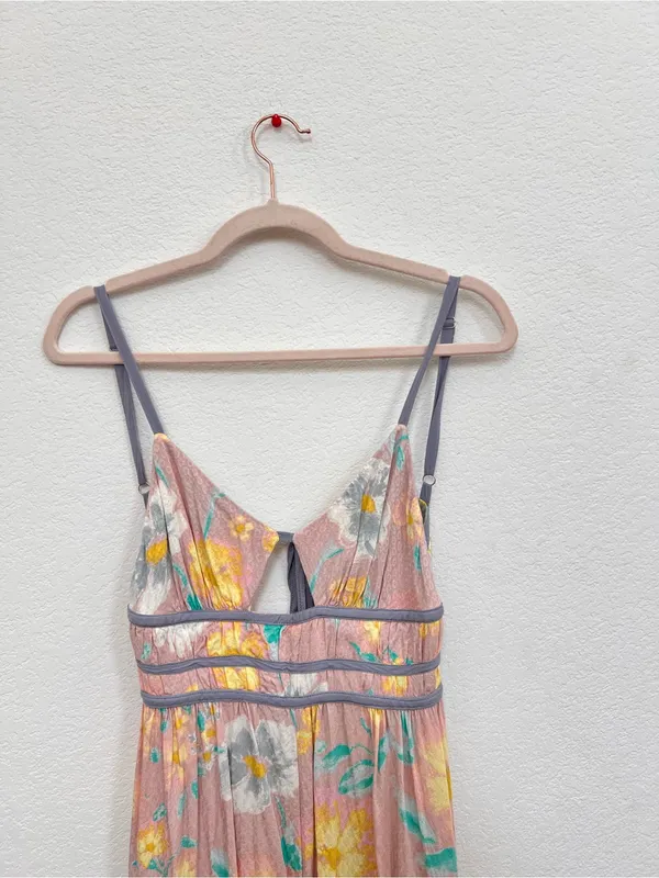 Free People Wisteria Maxi Dress Small Pink Floral Sleeveless Boho Romantic - Image 4