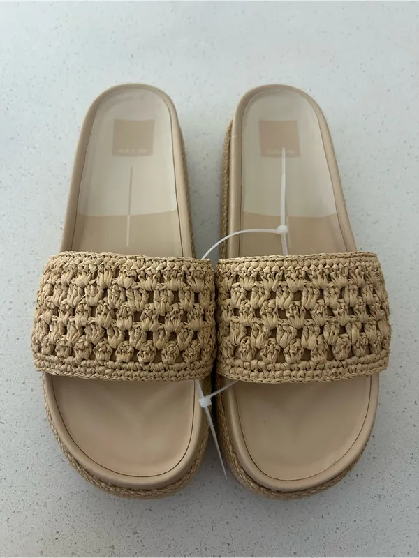 Dolce Vita Sidona Sandals Slides Natural Raffia Women’s 10 $120 - Image 3