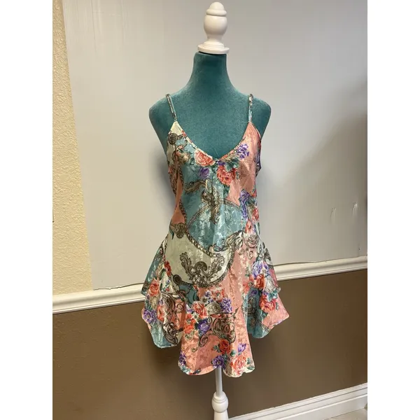 Cinema Etoile Vintage 2 Piece Nightgown Kimono Robe Set Floral Chain Print M/L - Image 3