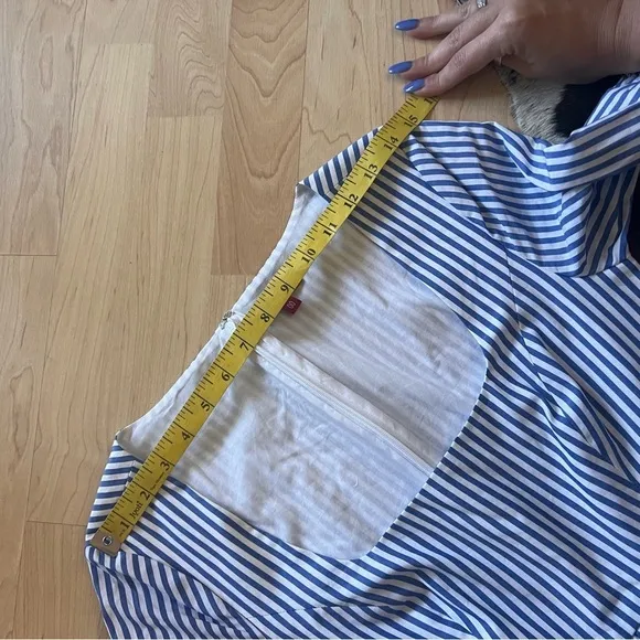 STAUD Blue White Striped Plumeria Long Dress Cottage Cotton‎ Size 00 - Image 8