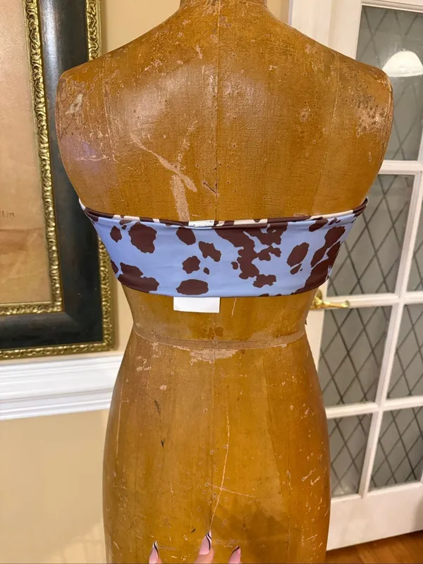 ASOS Design Reversible Cow Print Bandeau Swim Top Size 10 - Image 5