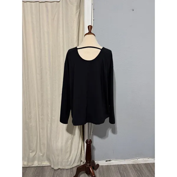 Members Mark Black Long Sleeve Active Tee Women's Size L Open Back‎ Detail - Image 9