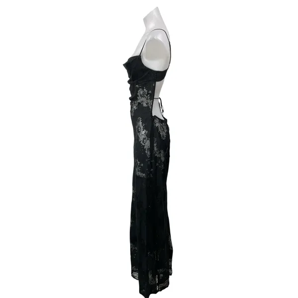 I.AM.GIA Leona Women's Black Sleeveless Floral Lace Open Back Cami Maxi Dress S - Image 2