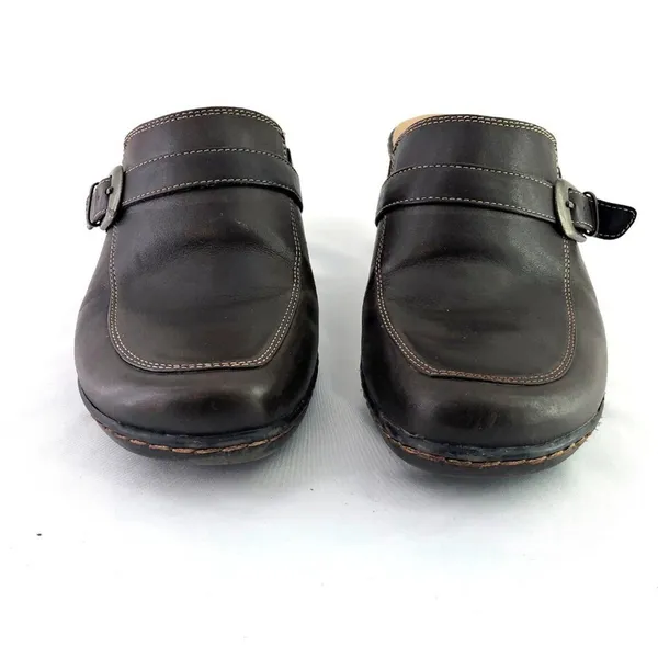 Björndal Brown Leather Kendall 136181 Slip On Clog Mule Wedge Shoe 9.5 Durable - Image 3